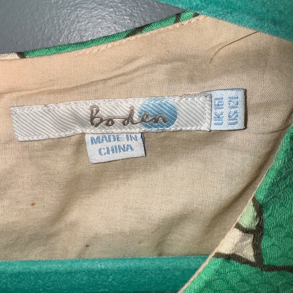EUC Boden Green Seersucker Floral Cotton Dress Size 12L 12 Long Tall - Picture 3 of 8